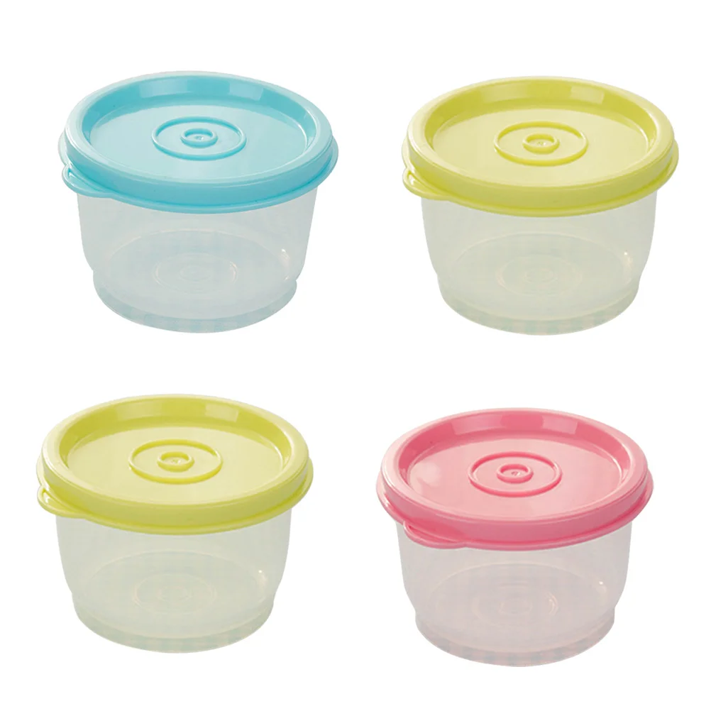 

4 Pcs Plastic Lunch Boxes Crisper Refrigerator Bowls Lids Portable Fridge Container Sealed Snack