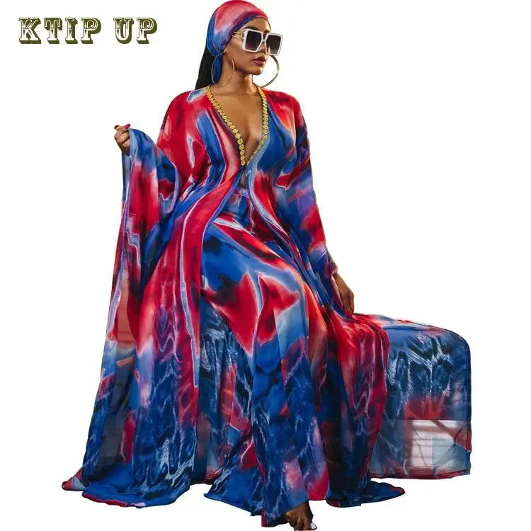 

Two Piece Set Dashiki Summer African Clothes For Women Fashion Long Dress Sets Chiffon Pants Suits Outfits Party Dresse Big Size