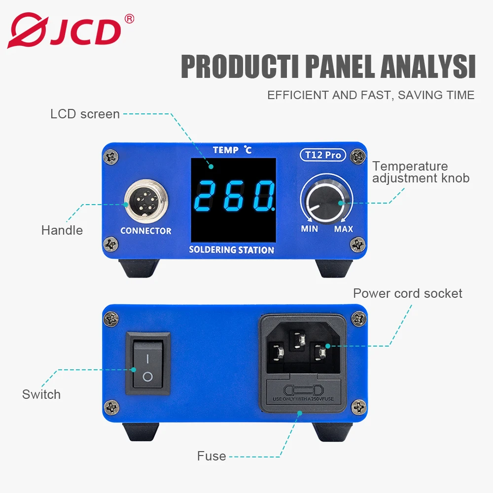 Фото Паяльная станция JCD T12 Pro 75W - быстрый нагрев за 5 секунд, плавление припоя за 6 секунд, нагревательный элемент с подключением к сети для ремонта электроники BGA №2