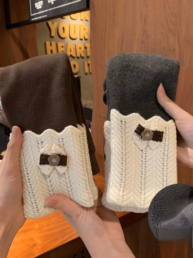 Леггинсы с ворсом на флисовой подкладке для маленьких девочек осень-зима 2024