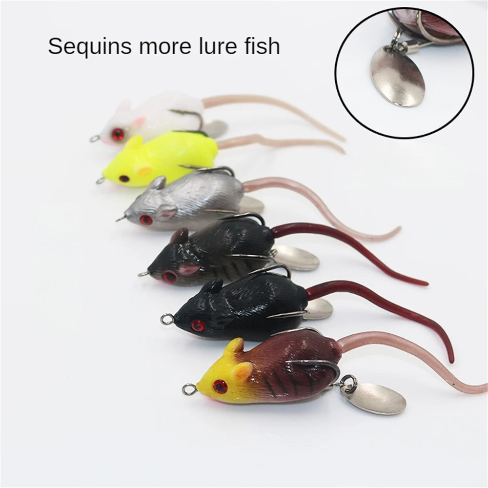 

1Pcs Mouse Lure 6cm 10.5g Fishing Lures Treble Hooks Top Water Ray Frog Artificial Crank Strong Bionic Soft Bait Fishing Pesca