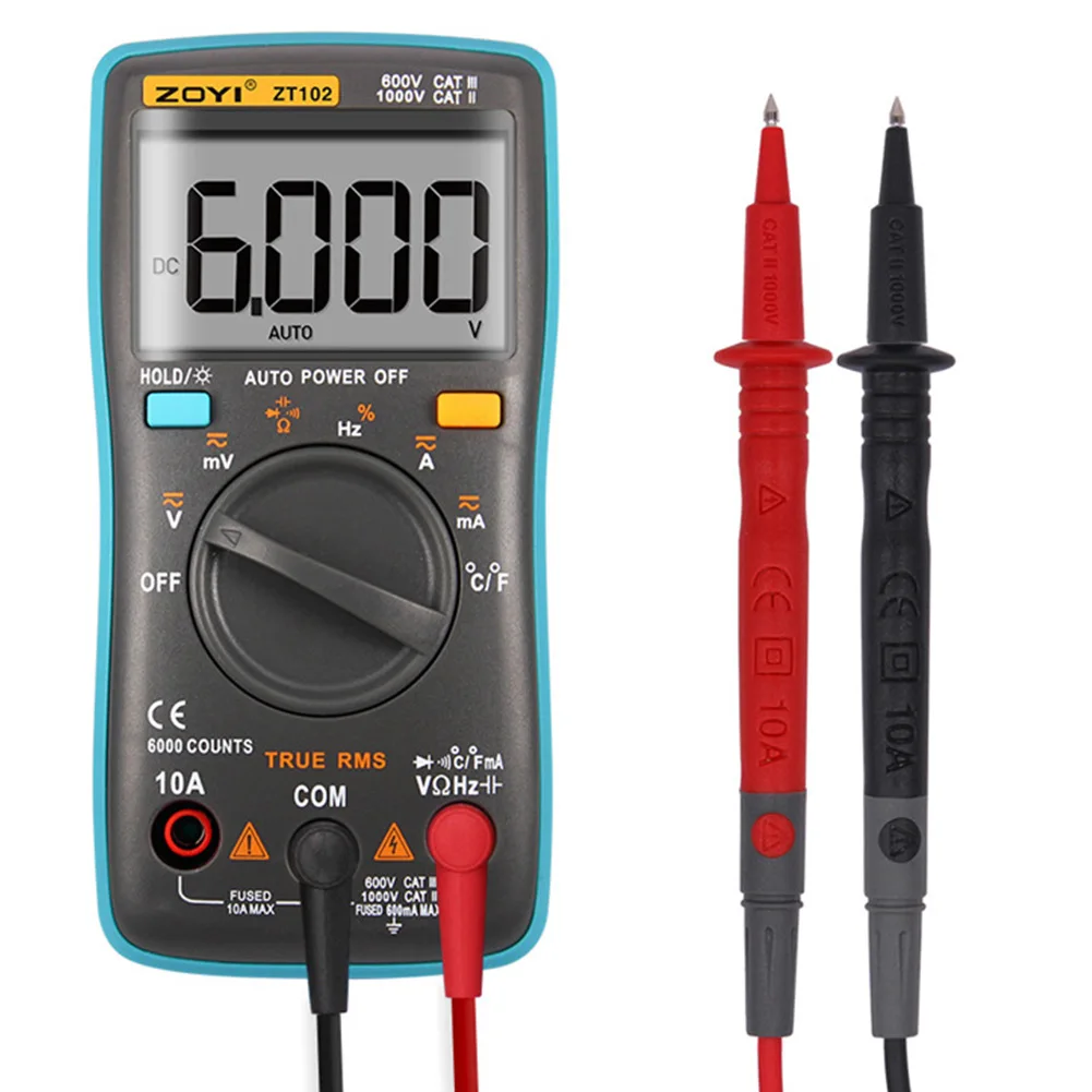 

1PC ZT102 Digital Multimeter 6000 Counts With Backlight Temp Value AC/DC Voltmeter Diode For Laboratories Factories Detectors