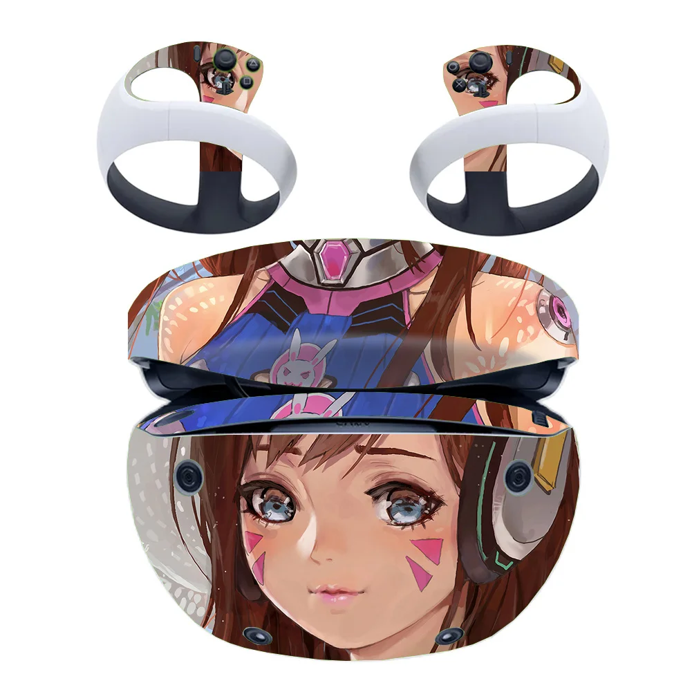 

D.va Vinyl Skin Sticker for PS VR2 VR Headset Controller PVC Decal Cartoon Wrap Cover for PS VR 2 Accessories