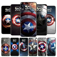 avengers shield marvel for xiaomi poco m4 x3 f3 gt nfc m3 c3 m2 f2 f1 x2 pro mi mix3 silicone black phone case funda coque cover
