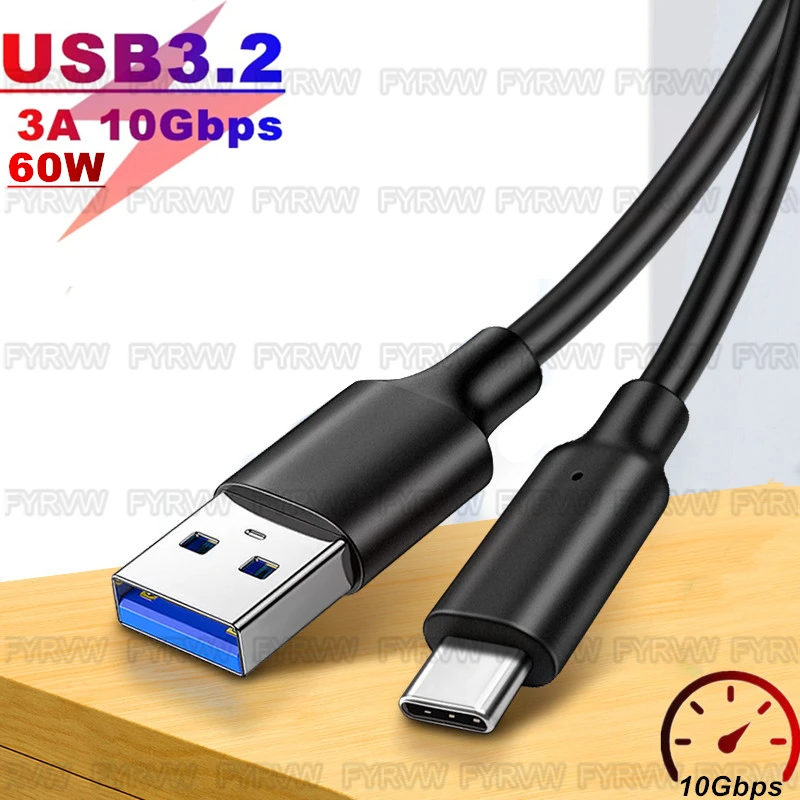 USB 10Gbps Кабель 3.2 Gen2 Type A - C передачи данных SSD жесткого диска 60W QC3.0 Быстрая зарядка