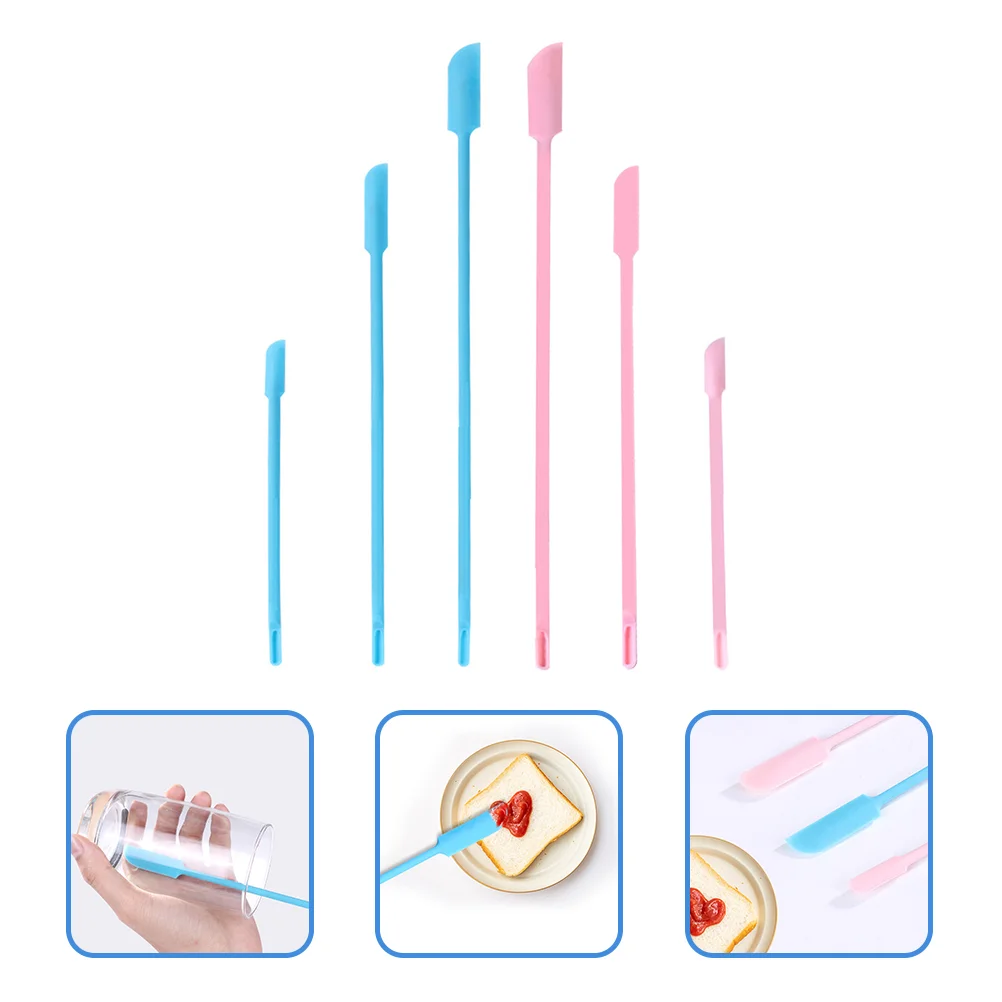 

6Pcs Silicone Scraper Set Silicone Spatula Silicone Makeup Spatula Silicone Mixing Spatula Thin Jar Scraper
