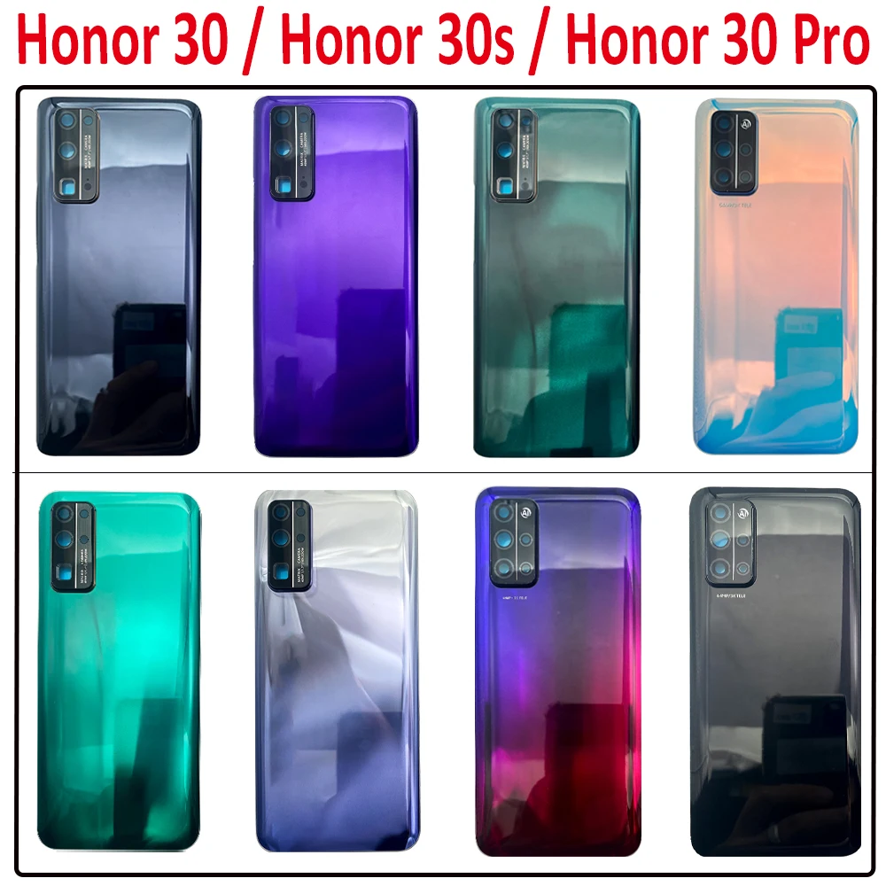 

NEW For Huawei Honor 30 30S 30 Pro Battery Back Cover Glass Rear Door Replacement Housing Case Adhesive With Camera Lens + Logo