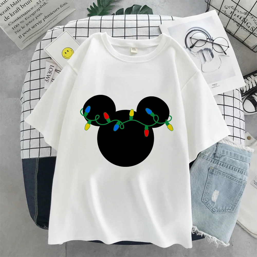 

Minimalist Mickey Print Disney White Outdoor Men T-Shirts Y2k Style High Quality S-XXXL Christmas Series Male T Shirts Dropship