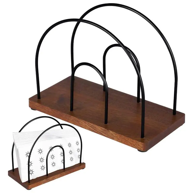 

Bar Table Napkin Holder Upright Dispenser for Tissue Paper Countertop with Wood Base for Home Restaurant Pub Coffee Shop Kitchen