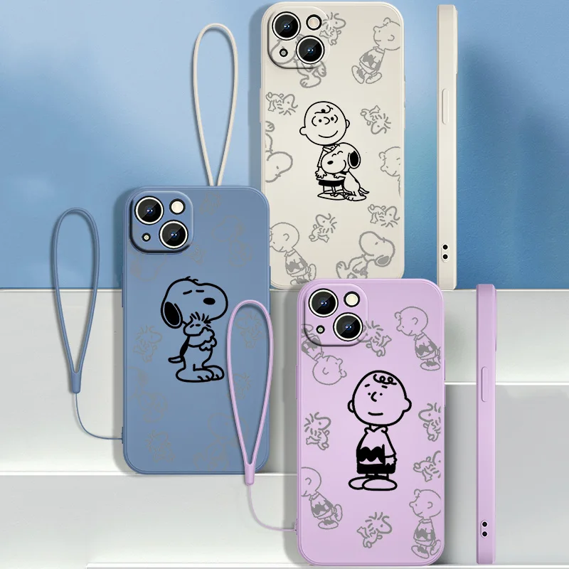 

Anime Snoopy Cute For Apple iPhone 13 12 11 Pro Max mini XS XR X 8 7 6S 6 Plus Liquid Rope Phone TPU Case Cover Capa
