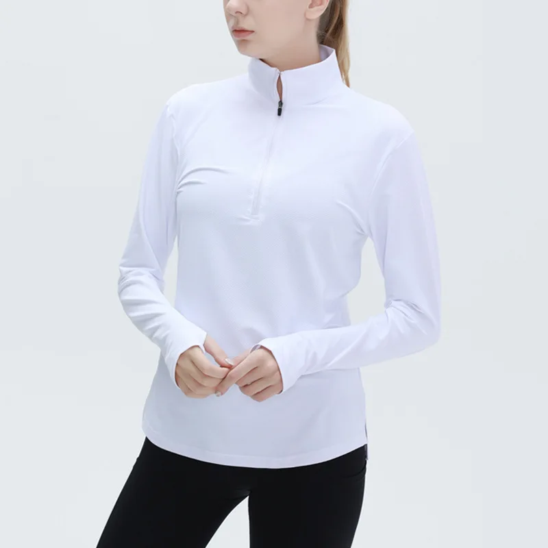 

Women Yoga Clothing Long Sleeve Half Zipper Gym Fitness T-Shirts Training Shirts Exercise Sweatshirts Sports Running