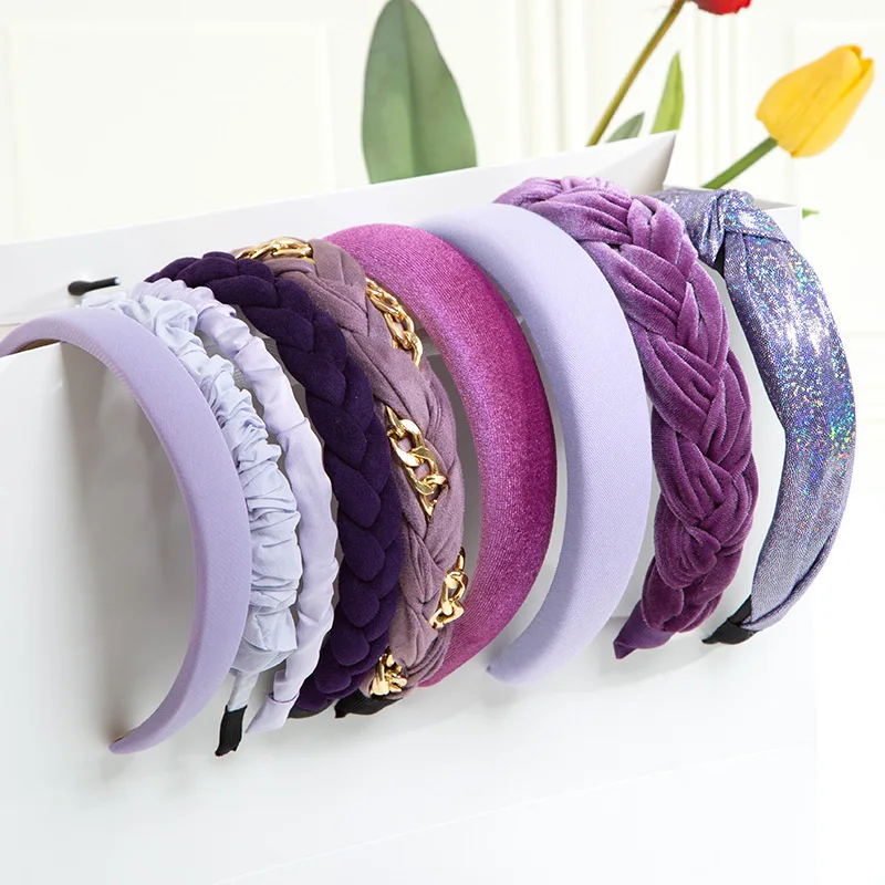 

2PCS Lot Free Shipping Items Women's Headband Vintage Purple Hair Accessories for Girls Face Care Winter Headbands for Women