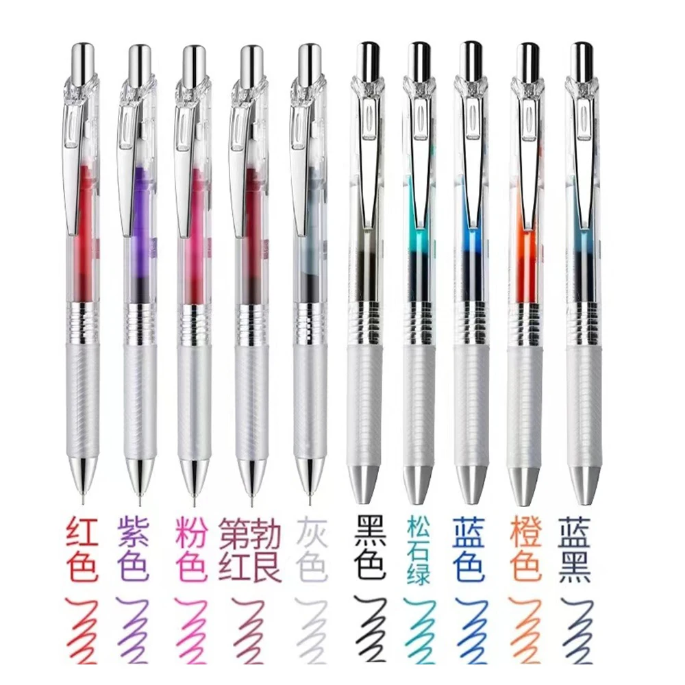 Фото 10 шт., набор цветных гелевых ручек Japan Pentel BLN75TL, сменный блок большой емкости, быстросохнущие 0,5 мм, Kawaii, школьные и офисные канцелярские принадлежности №2