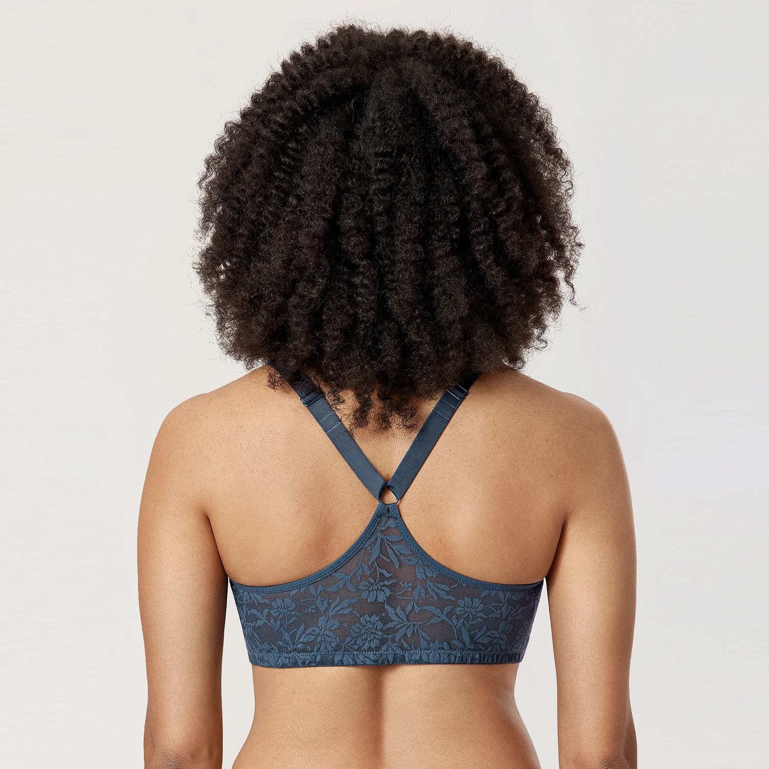 Women's Front Closure Bra Racerback Plus Size Plunge V Neck Unlined Underwire Floral Lace Bras Full Coverage