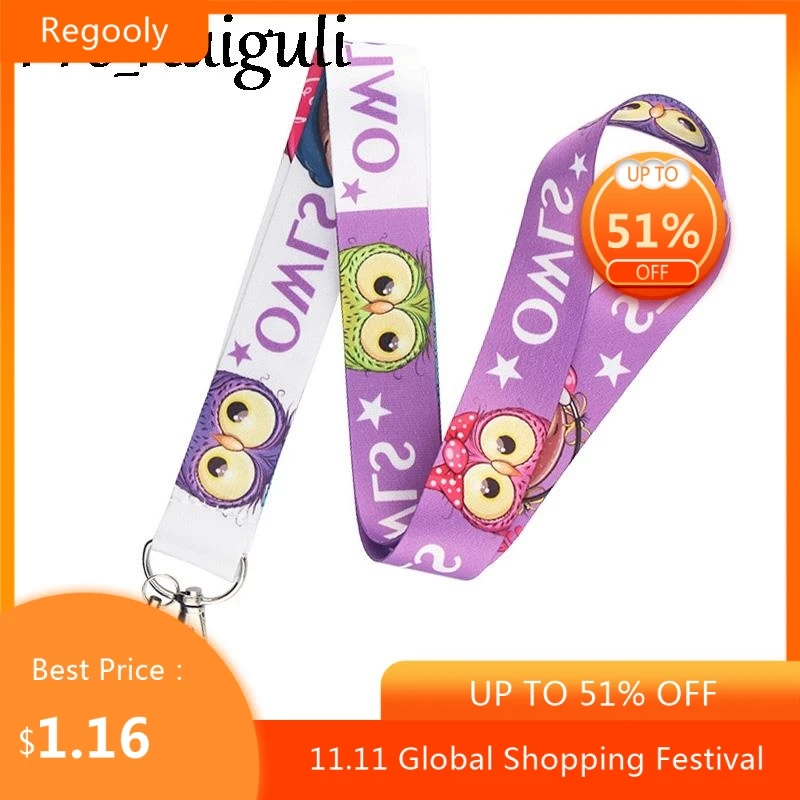 

Cartoon Owl Neck keychain necklace webbings ribbons Anime Cartoon Neck Strap Lanyard ID badge holder Keychain Lanyards couples
