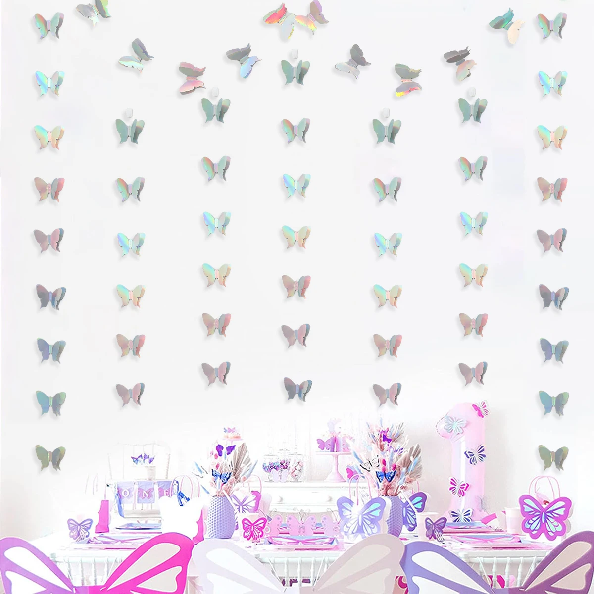 Блестящая трехмерная бабочка 2 м искусственное украшение на первый день рождения