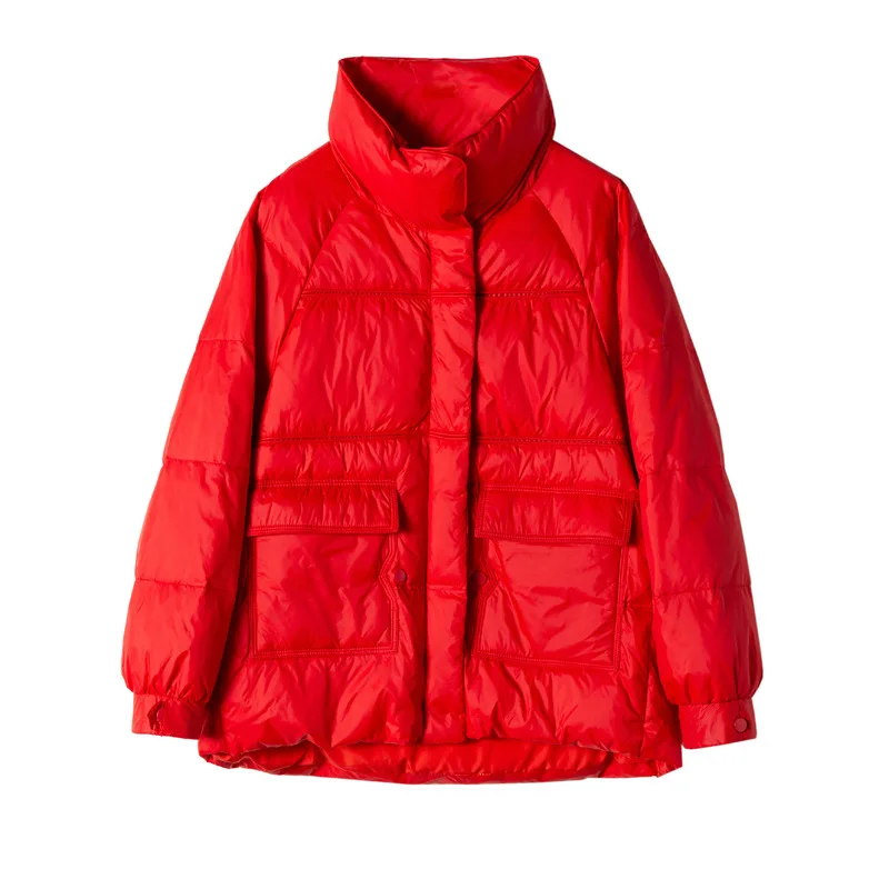 Winter Women Loose Thickened Down Jacket Light White Duck Down Light Coat Fashion Outwear