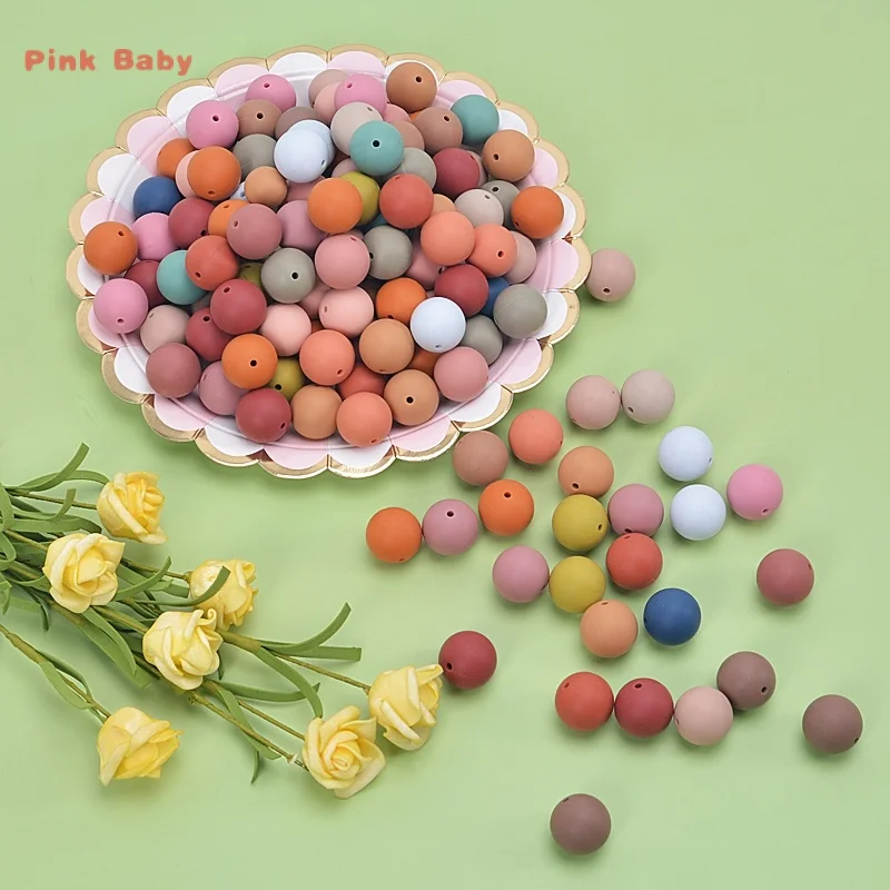 40pcs Silicone Round Beads 12mm Chewable Food Grade Baby Teething Beads DIY Pacifier Chain Bracelet Accessories Baby Products