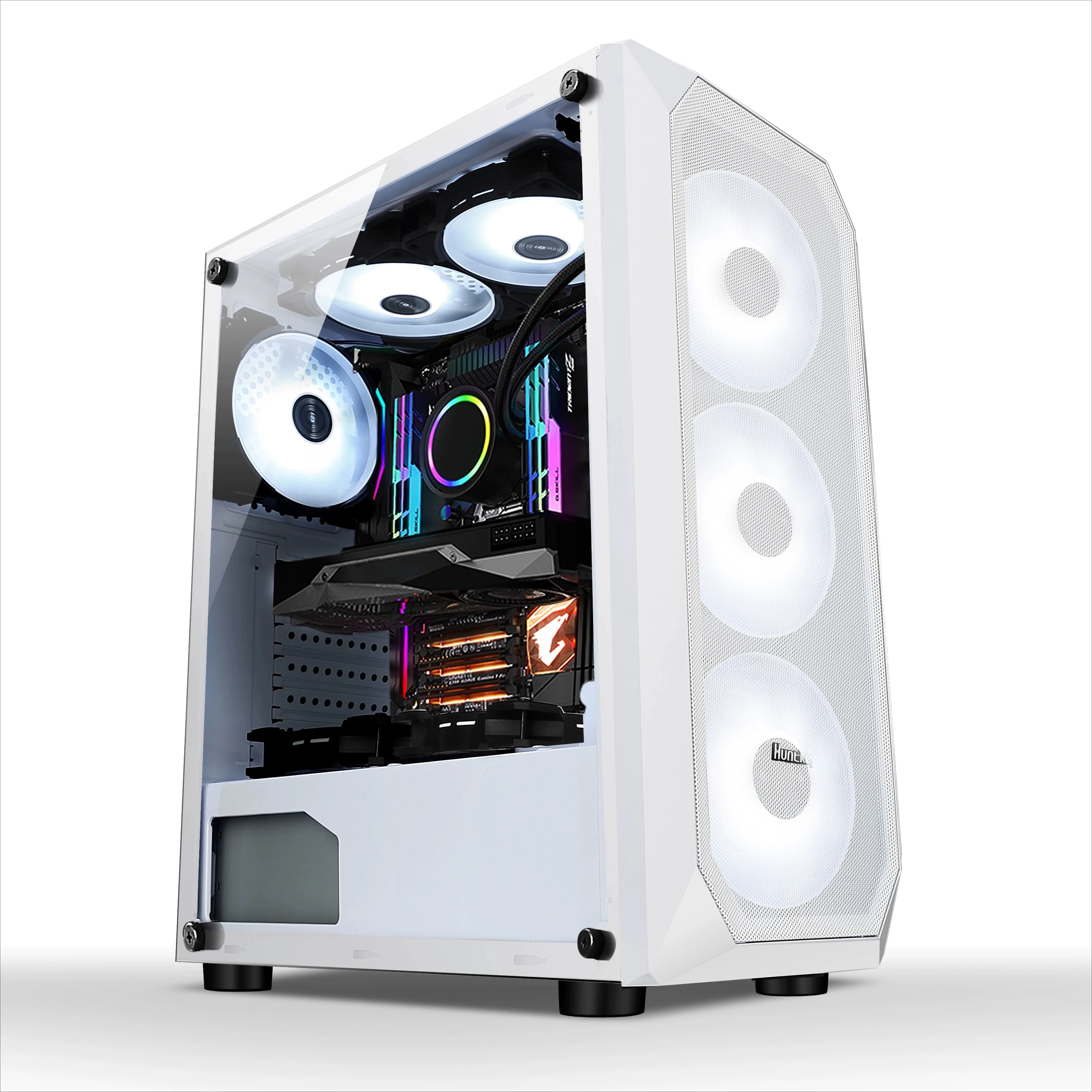 Корпус для игрового ПК Night Hunter 5 ATX с полностью прозрачной боковой панелью, водяным охлаждением и местом для укладки кабелей. (art.: 3920dcd1ecd7c) - 3920dcd1ecd7c