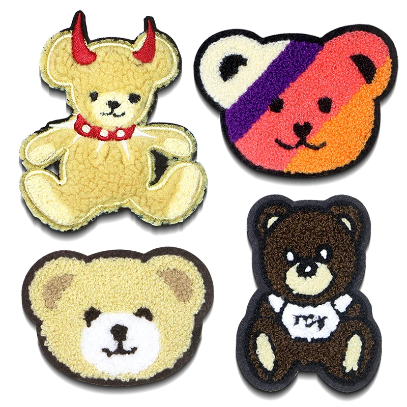 

Cute Rainbow Demon Bear Chenille Icon Towel Embroidery Applique Patch For Clothing DIY Iron on Patch on the Stickers