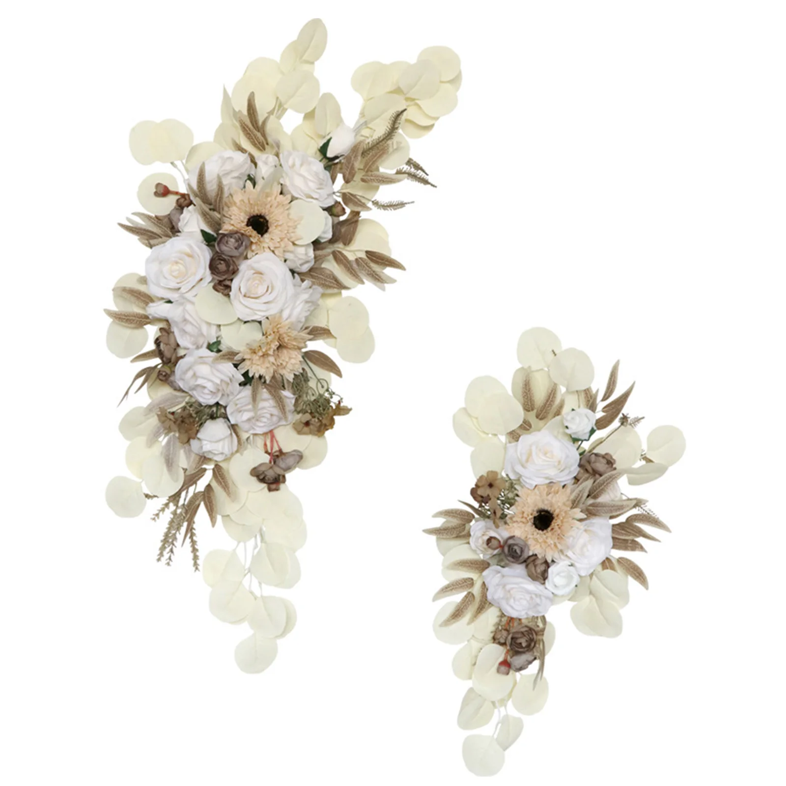 

2PCS Artificial Wedding Arch Flowers Kit Wedding Flowers Garlands Silk Peony Flower Swag Welcome Sign Floral for Ceremony Party