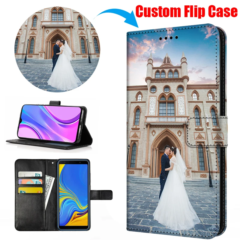 Print Photo Flip Phone Case For Oneplus 10 Pro 9 R 8 Pro 8T One Plus 7 6 6T 5 5T Custom Leather Card Slot Wallet Cover Coque
