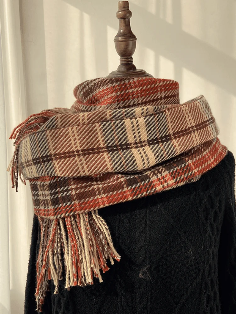 

Autumn and winter new imitation cashmere plaid scarf women wild warm shawl British long bib students