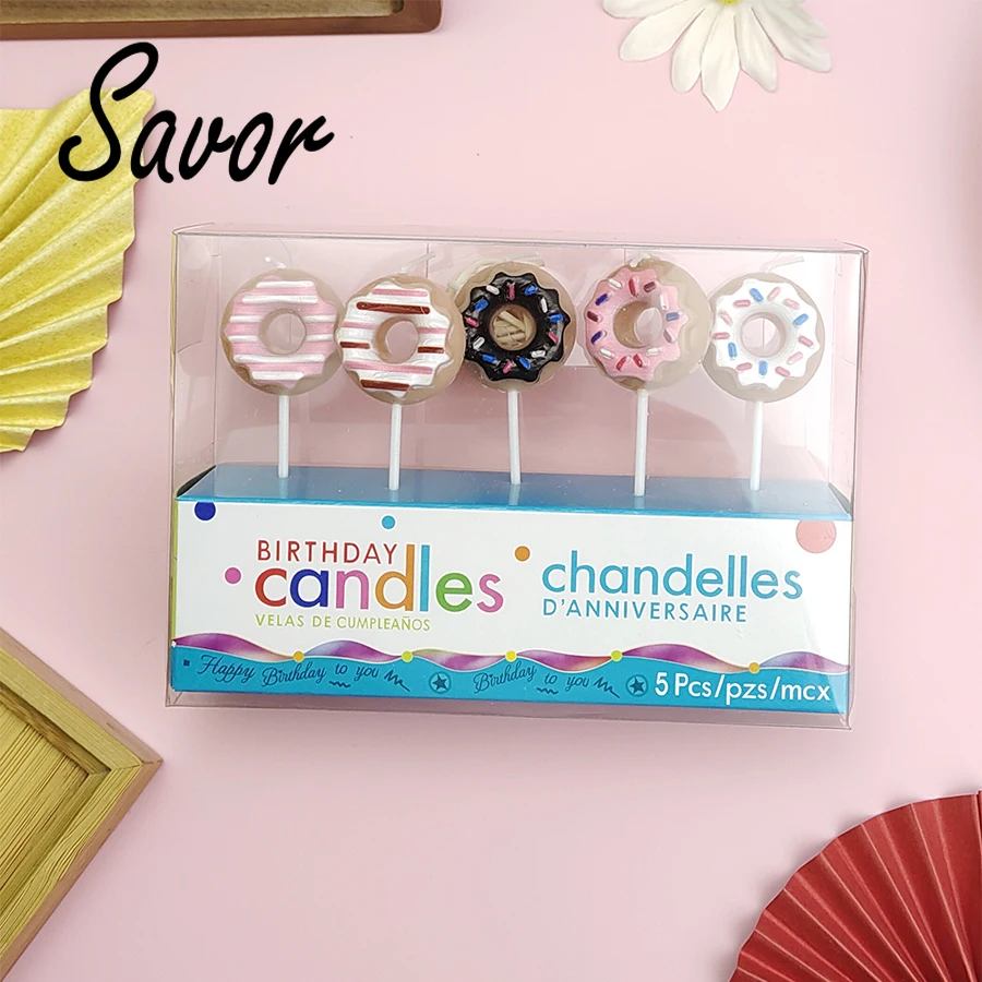 5 шт. Мультяшные свечи для торта лидер продаж пончики на день рождения детские