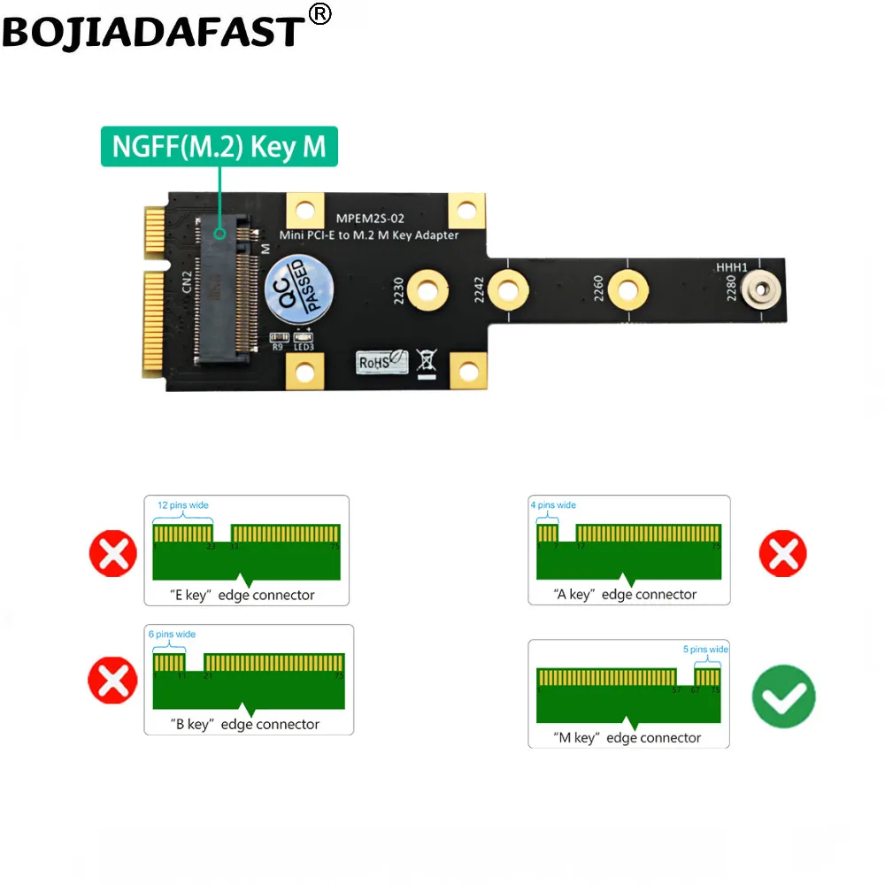 Интерфейс Mini PCI-E MPCIe для NGFF M.2 Key-M 2230 2242 2260 2280 M2 NVME SSD-адаптер-конвертер