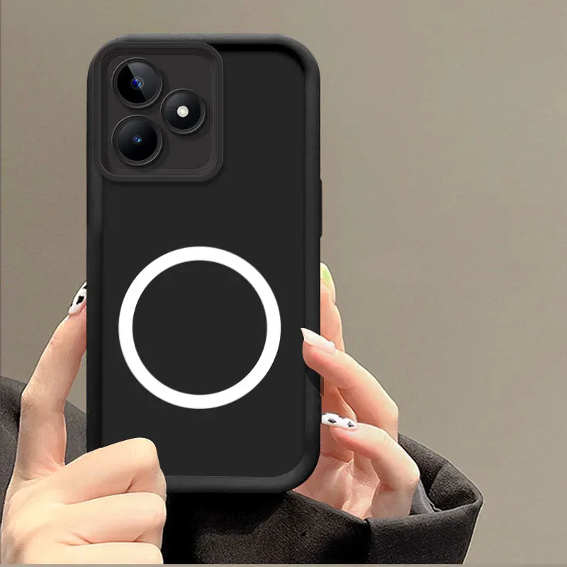 For Realme C51 C61 C63 C53 Case With Wireless Magnetic Sticker Full Package Soft Silicon Phone C65 C67 C55 Funda |