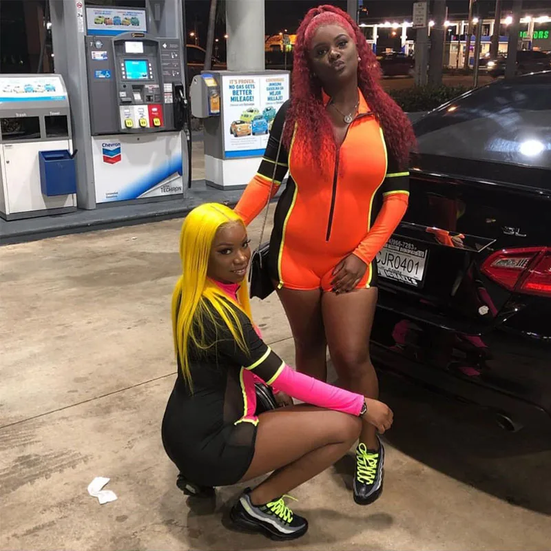 Сексуальный прозрачный комбинезон Fangokv с застежкой-молнией повседневный стиль