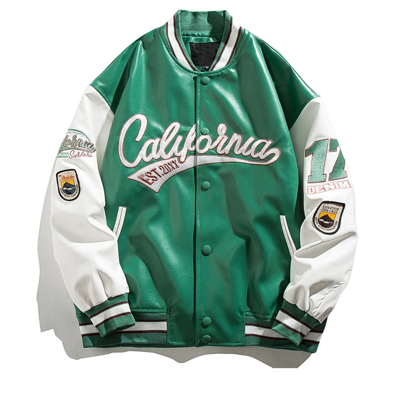 Мужская мотоциклетная куртка Бомбер уличная из искусственной кожи мужская