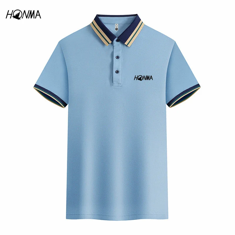 Men's Golf Shirt Summer Breathable Sports Golf Clothing Short-sleeved Sweat-wicking Quick-drying Jersey Lapel POLO Shirt