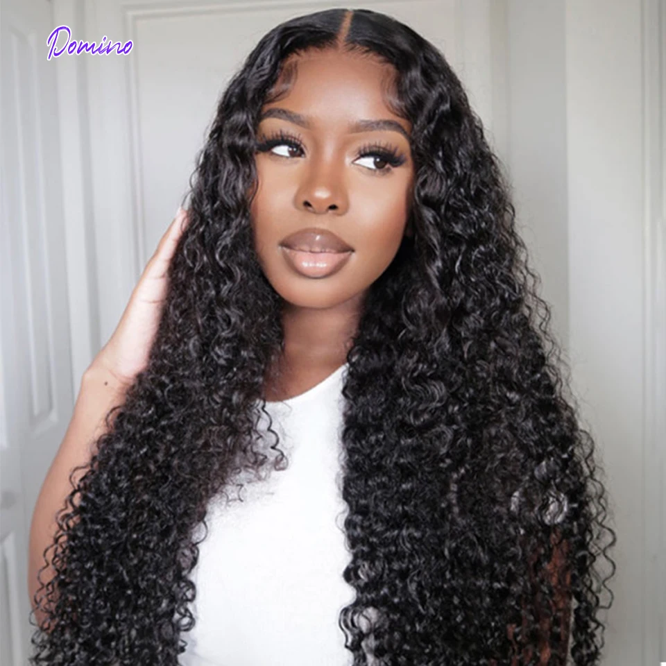 Domino 13x4 Kinky Curly Lace Front Human Hair Wigs For Black Women Brazilian Transparent Lace Frontal Wig 150%-180% Density