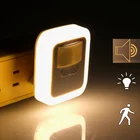 Светодиодный ночсветильник со звуковым датчиком движения, лампа для декора спальни, домашняя лестница, шкаф, проход, декоративная Ночная лампа, рождественские подарки