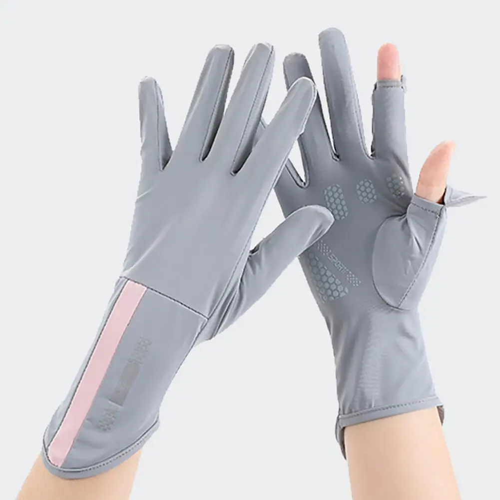 

1 Pair Anti-slip Silicone Opening Fingertip Extended Wrist Sunscreen Gloves Sunscreen Ice Silk Unisex Thin Gloves for Fishing