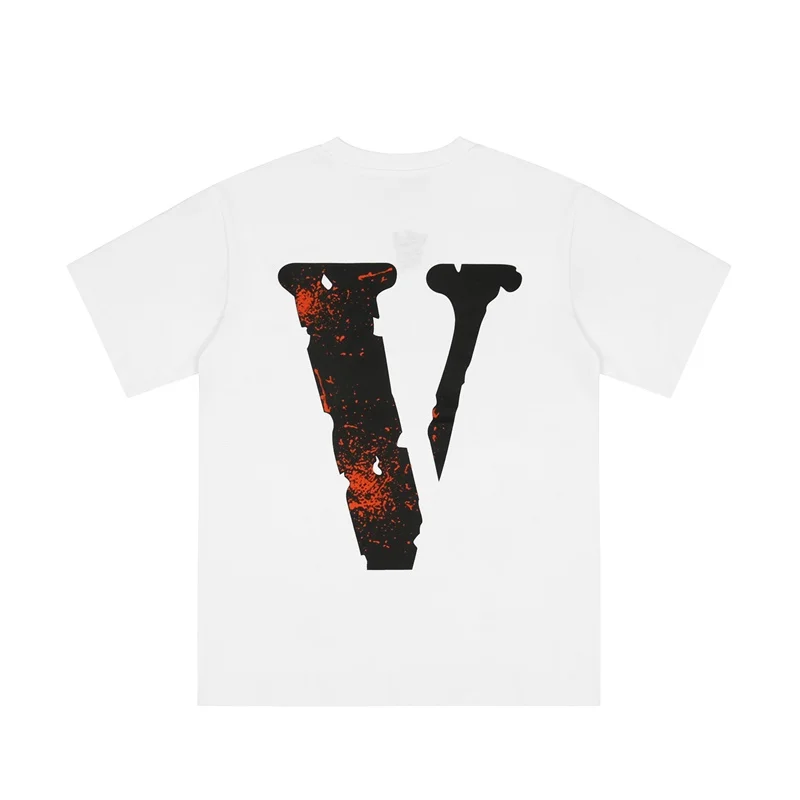 Фото Женская и мужская футболка Vlone 22ss, летняя повседневная футболка с коротким рукавом и принтом букв №3