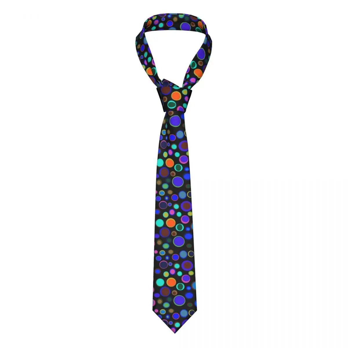 

Colorful Circles Print Tie Rainbow Polka Dots Accessories Men Neck Ties Fashion Blouse Polyester Silk Formal Cravat