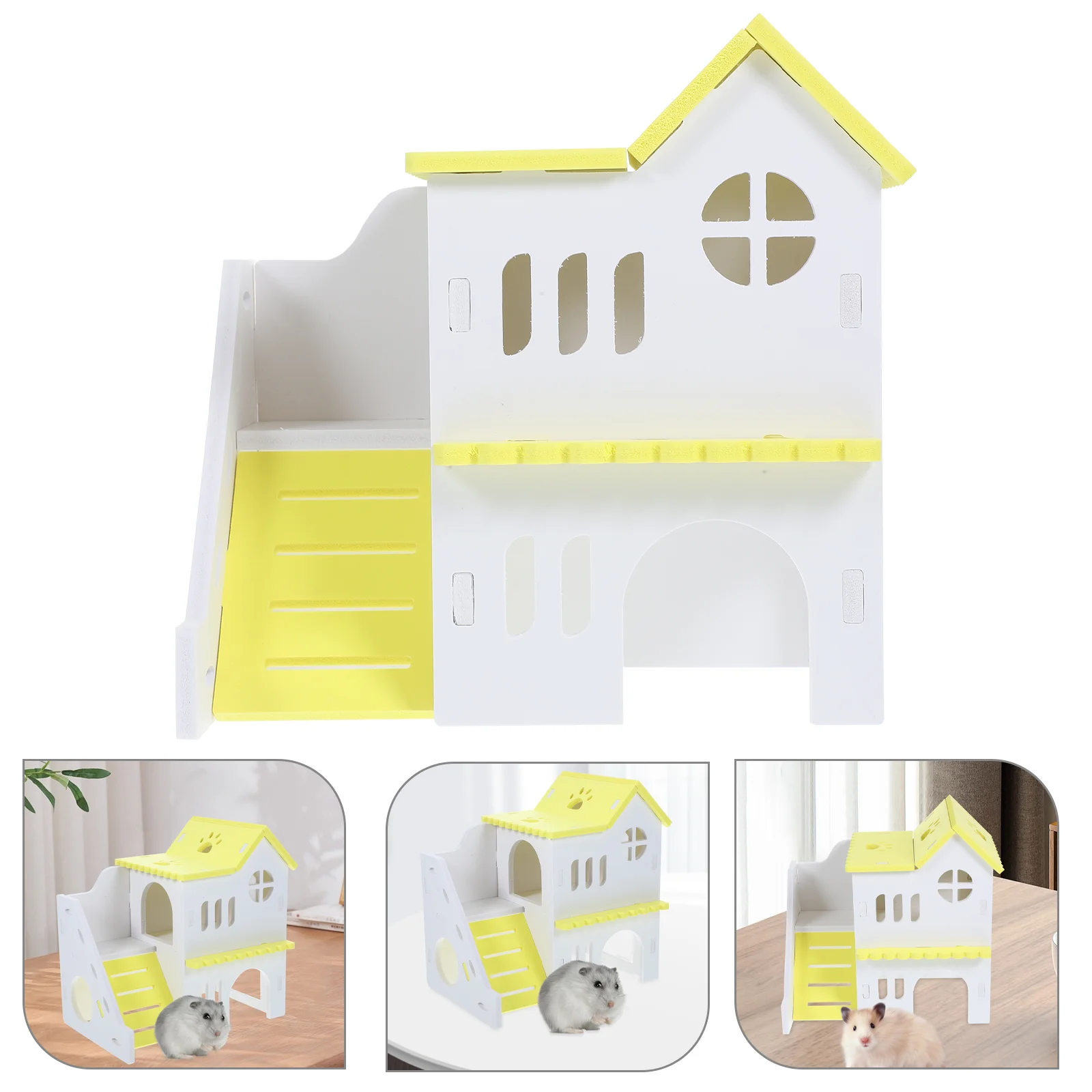 

Hamster Cages Hideout Small Animal Guinea Wooden House Habitat Climbing Ladder Rat