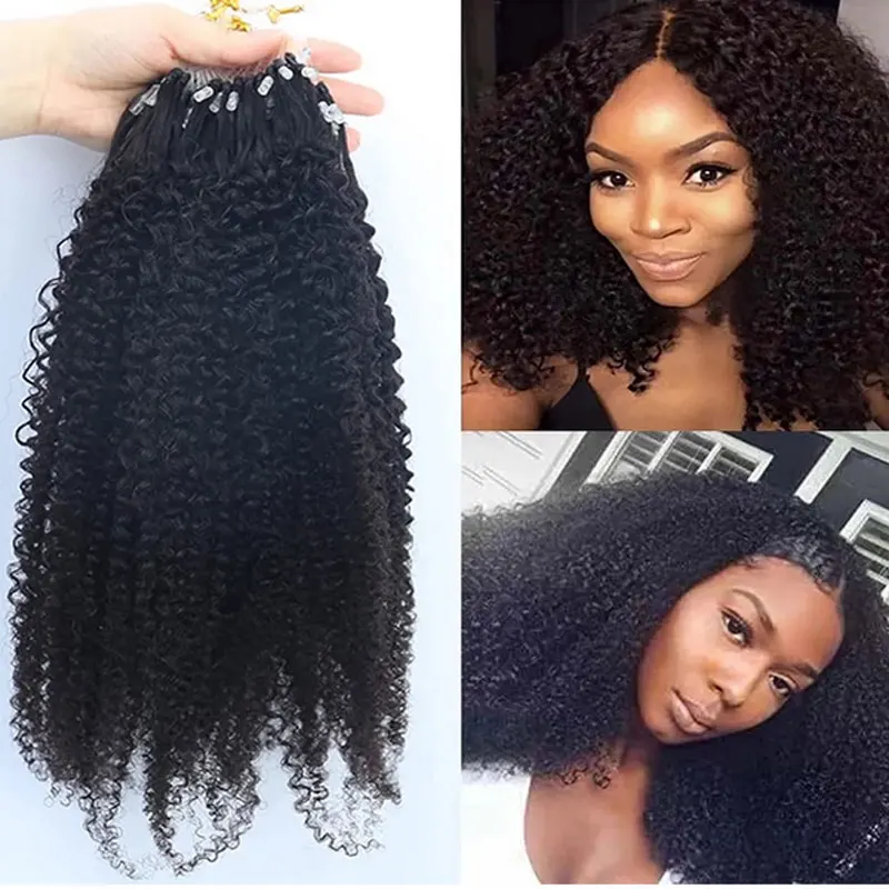 Afro Kinky Curly Micro Loop Hair Extensions For Black Women Brazilian Kinky Curly I Tip Hair Microlinks Hair Extension100Strands