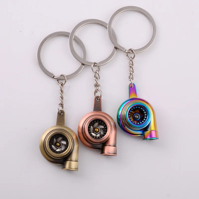 

Cool Turbo Turbocharger Keychain Zinc Alloy Spinning Turbine Key Chain Ring Keyring Keyfob Metal Pendant Car Interior Accessory