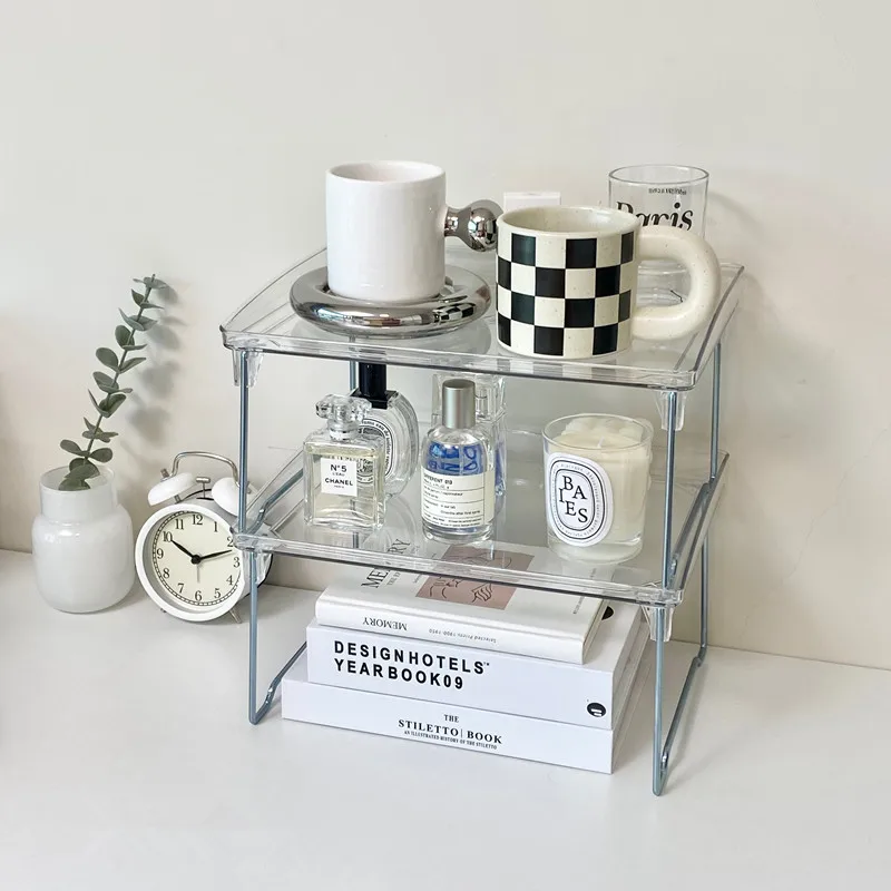 

Nordic Acrylic Transparent Foldable Storage Shelf Room Book Jewelry Bathroom Shelf Kitchen Cup Table Organizer Rack Household