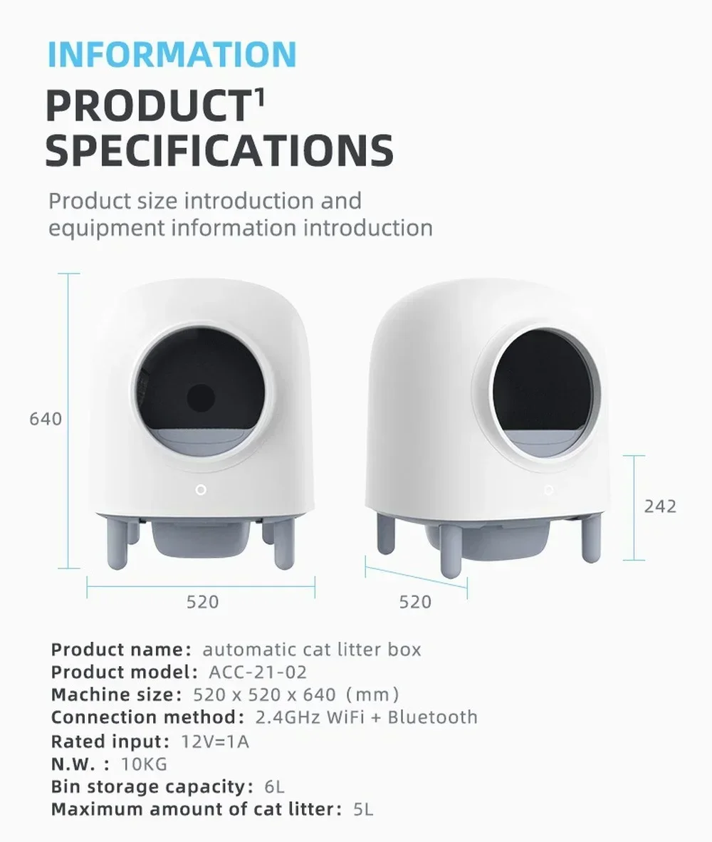 Автоматический умный ящик для кошачьего туалета с поддержкой Wi-Fi дистанционное