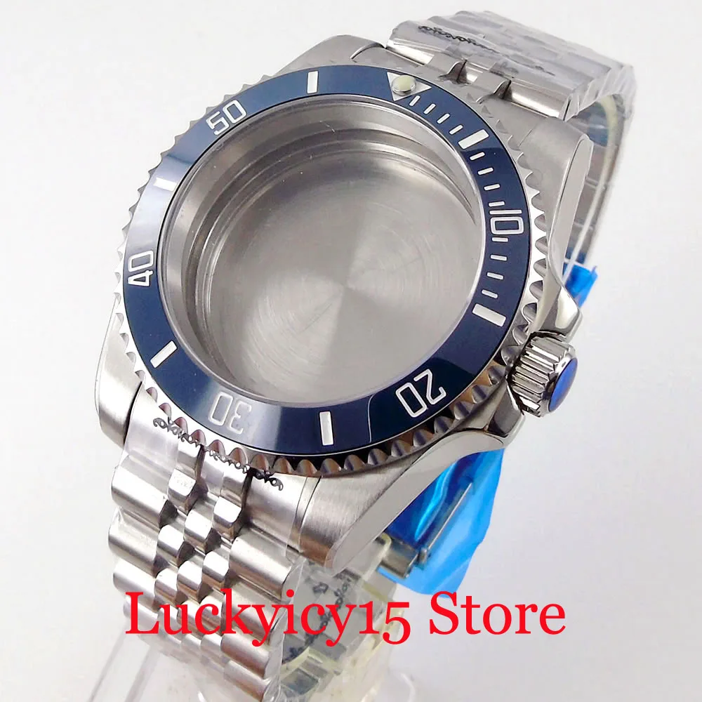 

SUB Steel Watch Case fit NH35 NH36 ETA 2836 2824 PT5000 DG MIYOTA 8215 8205 Navy Blue Bezel Steel Slide Lock Clasp Sapphire