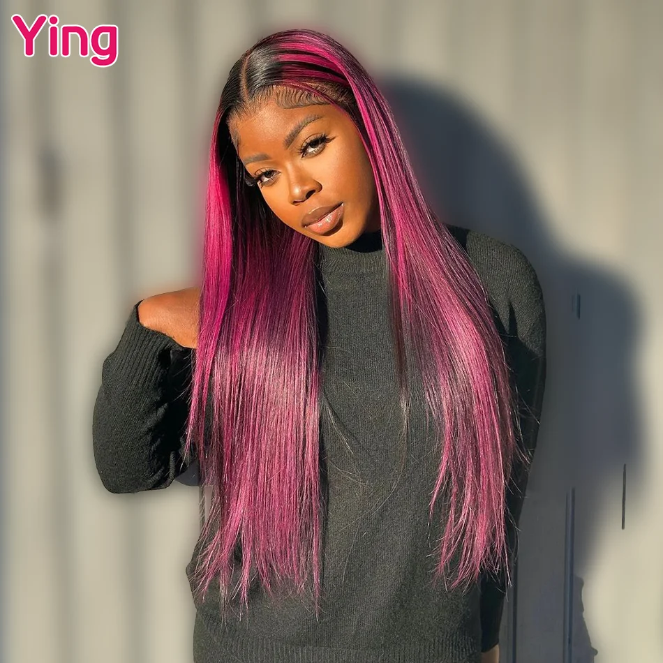 Ying Hair Highlight Pink 13x6 Lace Front Wig Human Hair Bone Straigtht 13x4 Lace Front Wig PrePlucked 5x5 Lace Transparent Wig