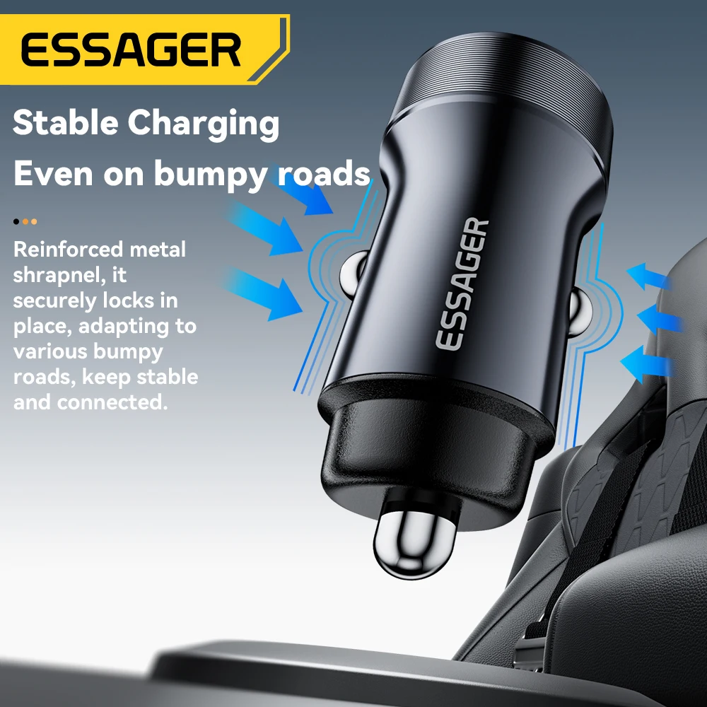 Автомобильное зарядное устройство Essager 30 Вт с USB-портом QC 3,0 PPS SCP, адаптер для быстрой зарядки типа C для iPhone 16 15 14 Samsung Huawei Xiaomi (art.: 3920cedcb4b04) - 3920cedcb4b04
