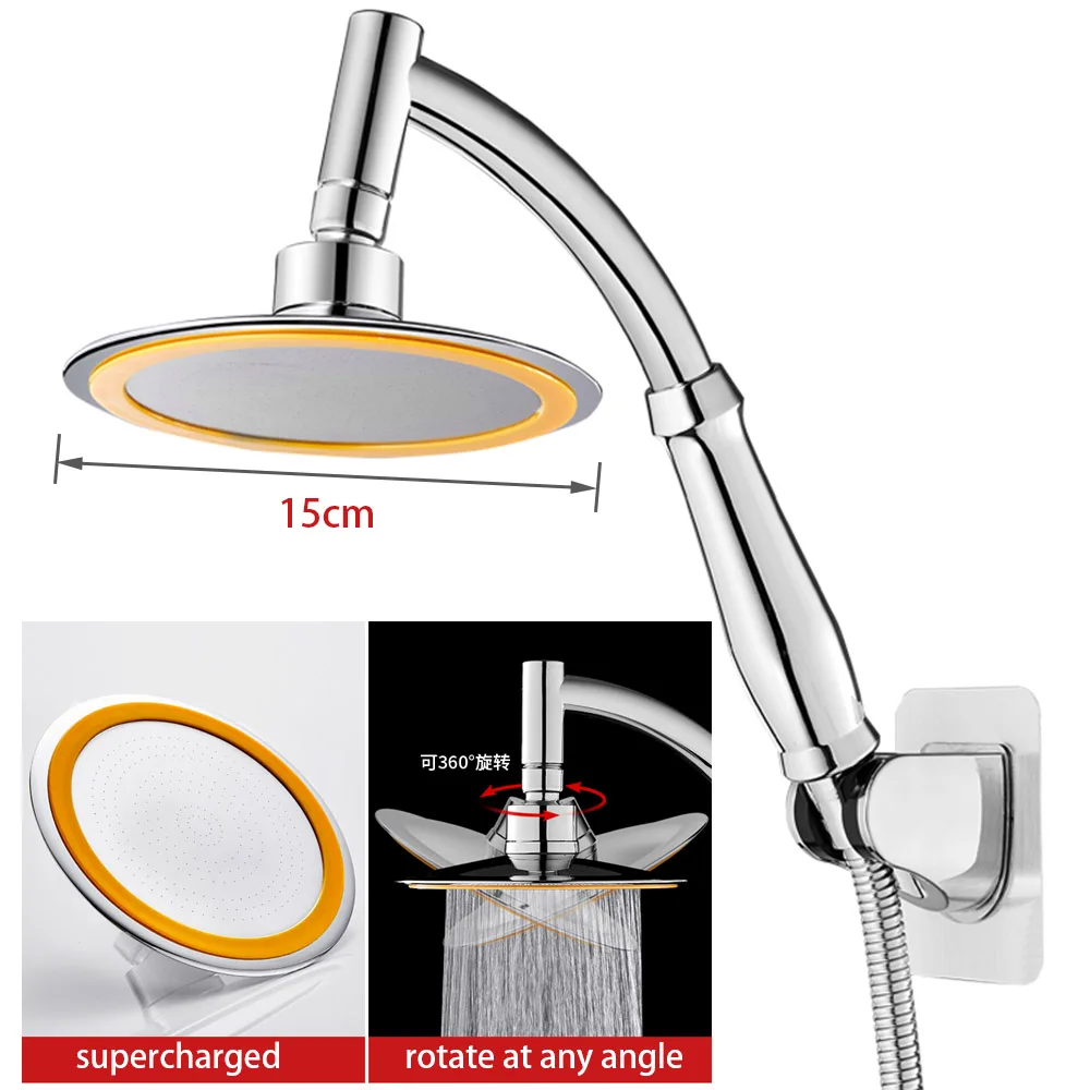 

6 Inch High Pressure 360 Adjustable Large Round Big Rainfall Sprayer Bathroom Hand Held Shower Head High Pressure Showerhead