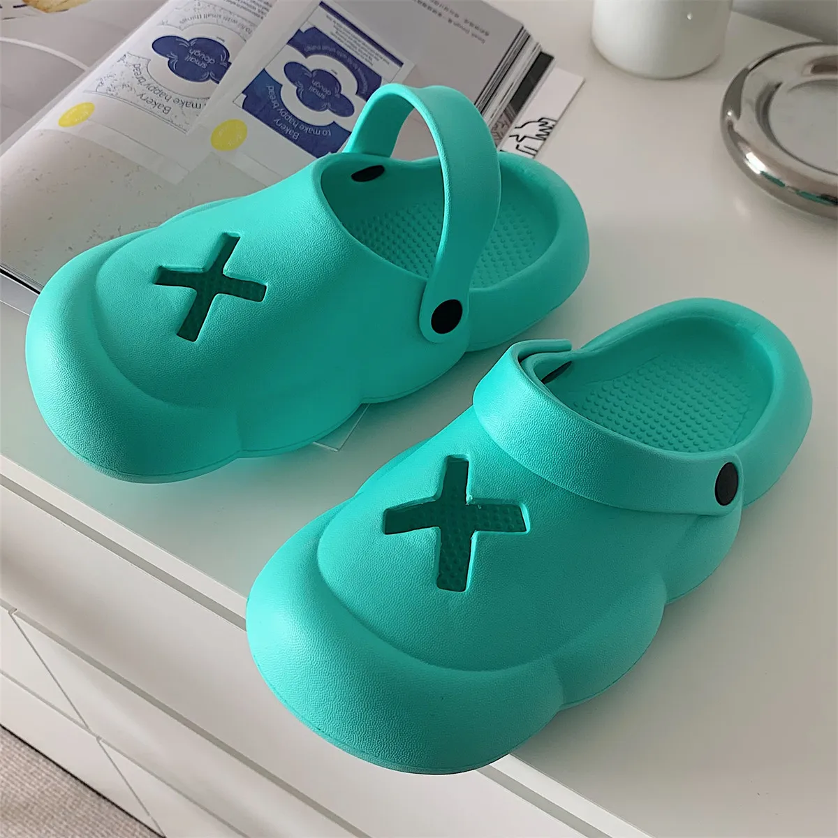 

Summer outside beach Slippers Women Eva Cool Soft Bottom Shoes Trend Beach Slides Light Weight Waterproof Closed Toe Female