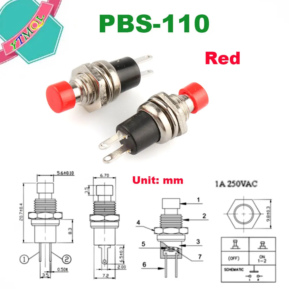 100 шт. NC/NO нормально открытый закрытый мгновенный кнопочный переключатель с