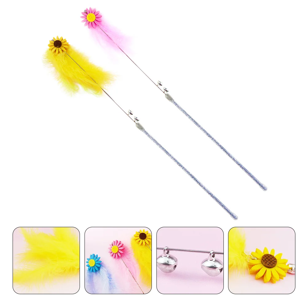 

2pcs Feather Cat Teaser Stick with Bell Cat Cat Teaser Cat Flirting